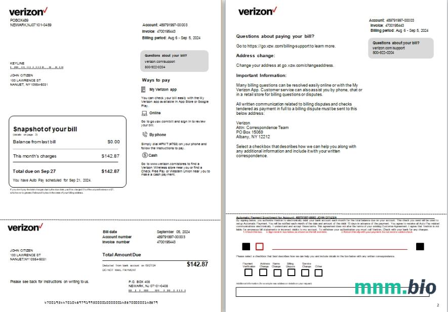 USA New Jersey Verizon  pożytek 1-2 scr